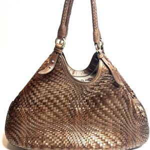 Elegant Brown Woven Handbag